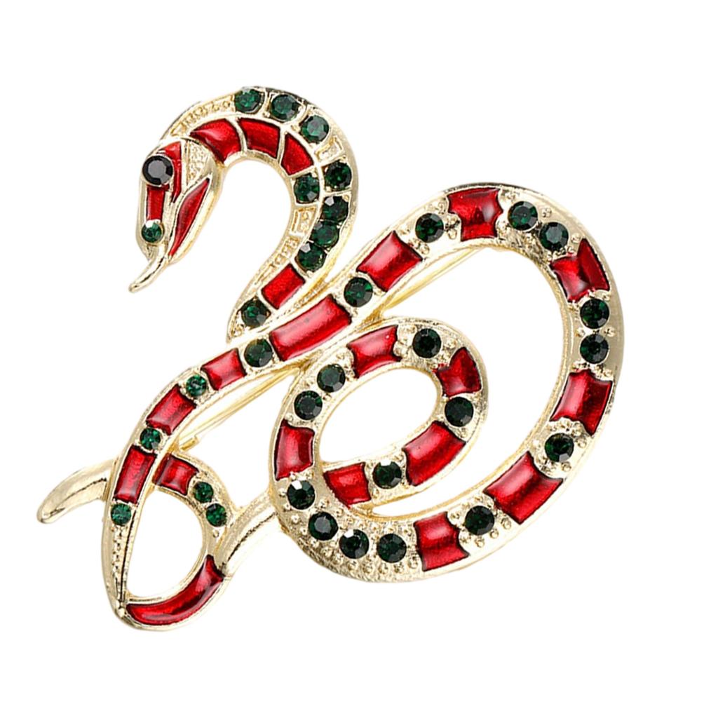 Rhinestone Snake Brooch Enamel Lapel Pin Nonfade Charm Suit Pin For Everyday Use And Festival Formal Event Cultural Gift