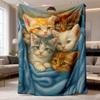 2026 New Flannel Blanket Featuring Cute Kittens - 1pc Soft Throw, Machine Washable, Made of Polyester, Ideal for Home, Office, Camping, And Travel, Co