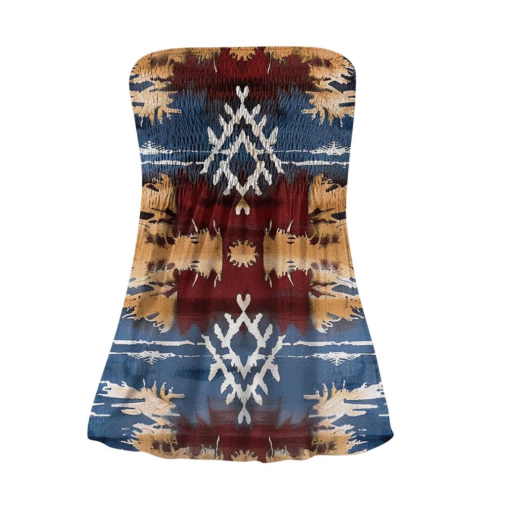 2024 Tube Tops For Women,Cute Sexy Off Shoulder Floral Print Sleeveless T-Shirt
