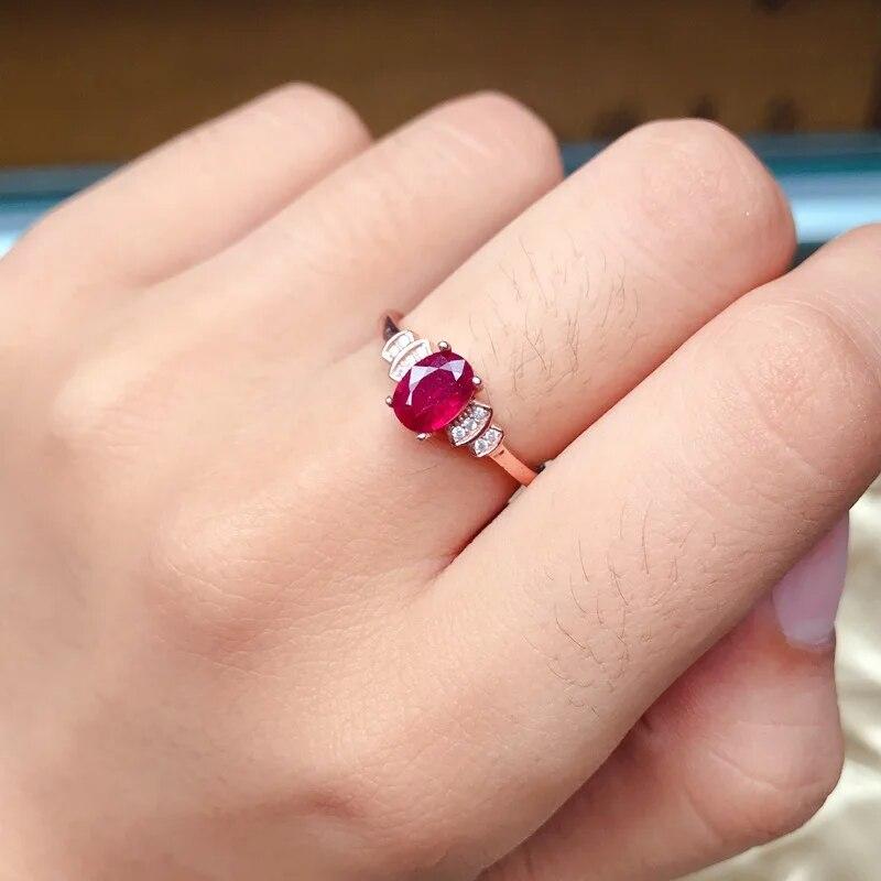 

Женское кольцо из стерлингового серебра 925 пробы с рубином 1 карат размером 7x5 мм, регулируемый размер, с сертификатом