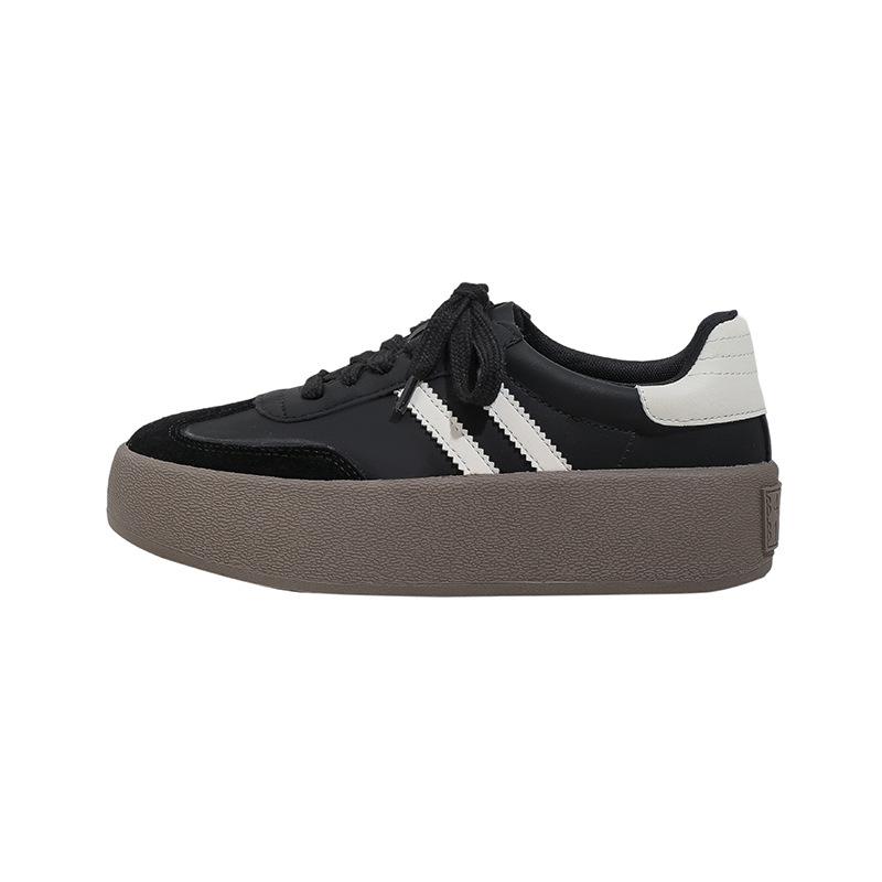 Casual retro thick sole heightening casual board shoes little white shoes women's leather classic versatile women