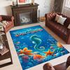 Mermaid Underwater Theme Crystal Velvet Rug Personalized Custom Name Text Soft Floor Mat Home Decor