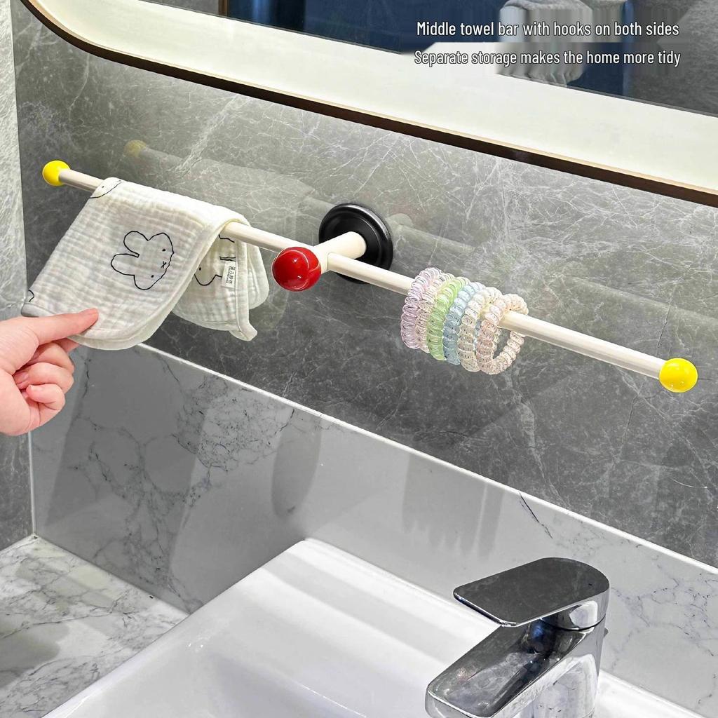 Dopamine Punch-Free Wall-Mounted Towel Rack and Storage Shelf