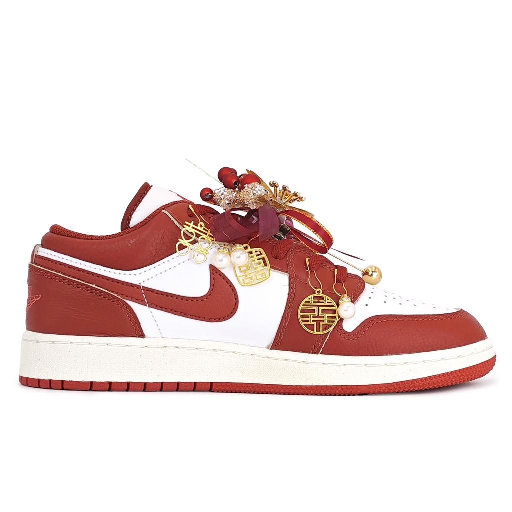 Jordan Air Jordan 1 Wedding Shoes Cushioning Abrasion Resistant Cushioning, Wear Resistant Low top FJ3465-160(Team318-)