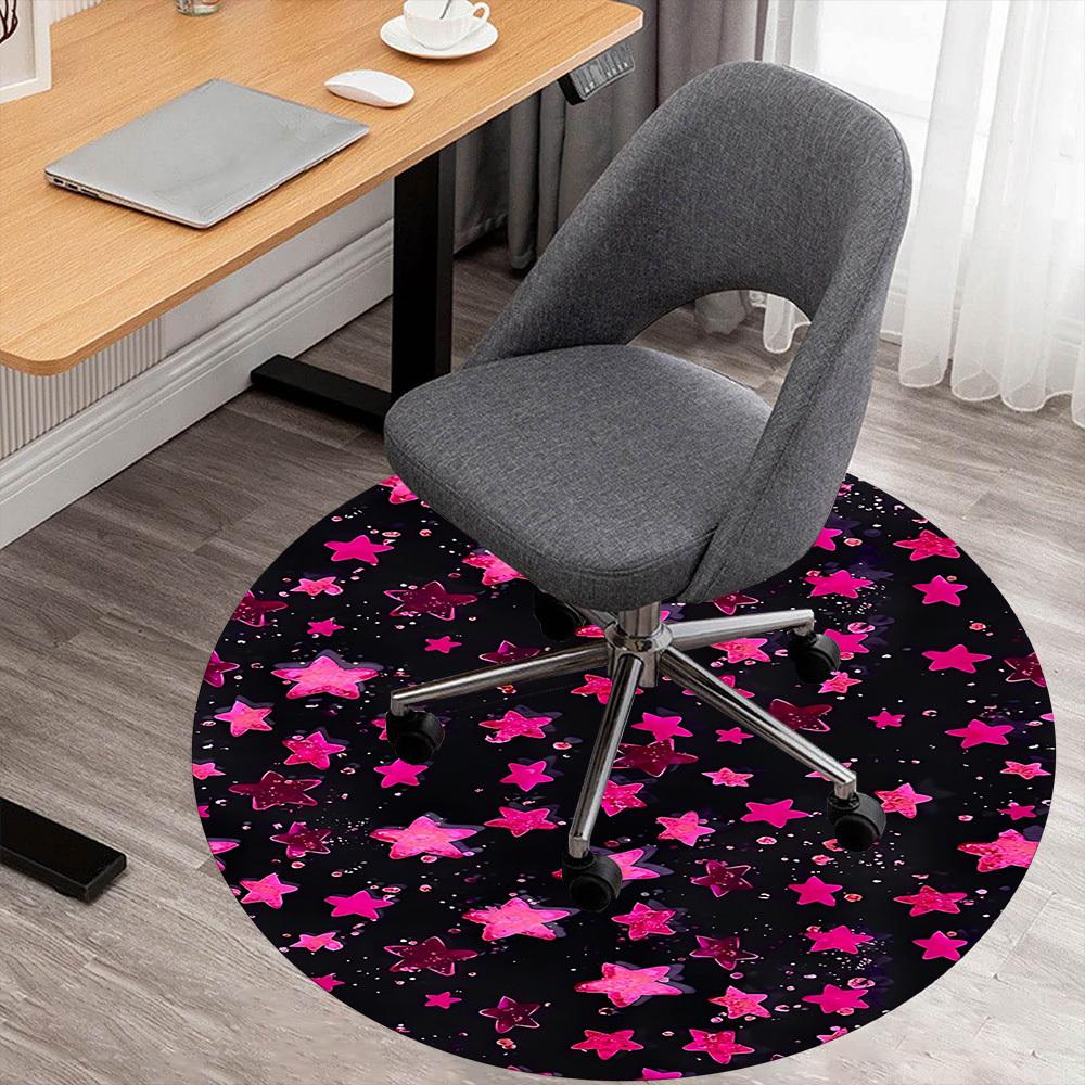 

1pc Stars Glitter Round Chair mat Area Rug - Non-Slip, Floor Mat for Office, Bedroom, and Indoor Decor c1125049 80cm by 80cm