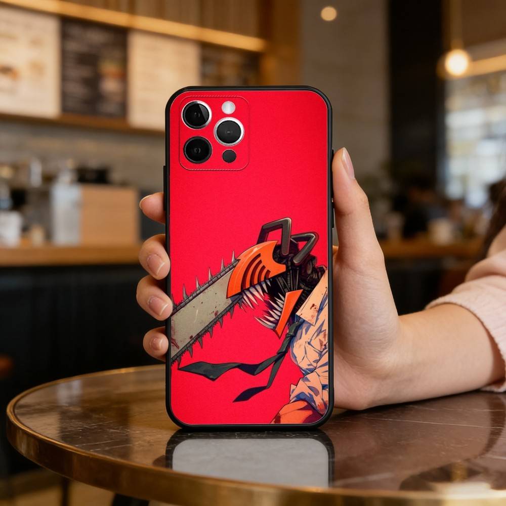 

C-Chainsaw M-Man CM-ES Soft Silicone Black Cover,Phone Case For iPhone 17,16,15,14,13,12,11 Plus,Pro Max,XS iPhone16pro