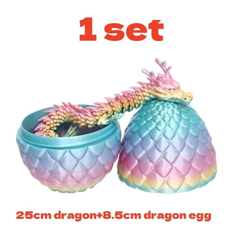 1 Set 3D Printed Dragon Egg Set - Ornamental Joint Activity Toy for Stress Relief Flexible Swinging Model Toy Gift