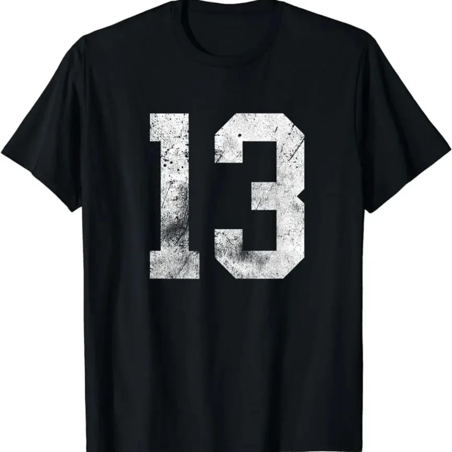 

2025 new model 13 Cool Distressed Birthday Lucky Number Player 13th T-Shirt Style Men Women Soft Printed Clothing Streetwear Gra XXXXXL чорний