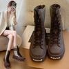Fashion 2024 Winter Boots Women's Thick-soled Shoes Short Boots Rain War Military Short Leather Black New Rock Punk Goth Women's Shoes
