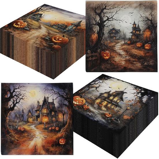 Halloween Napk,Spooky Halloween Decorations 40pcs Happy Halloween Paper Hand Towels Pumpkin Horror House Paper Napk for Halloween Party Supplies
