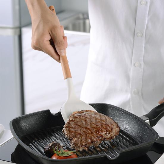 Heat-resistant Soup Hole Spoon Hanging Silicone Anti-stick Spatula Food Clip Egg-beater Cooking Utensils