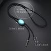 1 Piece Western Cowboy Bolo Tie Vintage Leather Necklace For Men Retro Acrylic Gemstone Polo Necklace