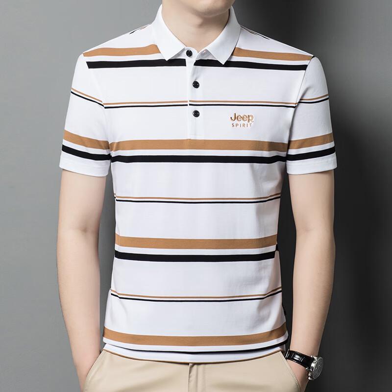 JEEP SPIRIT Men s Striped Polo T-Shirt M