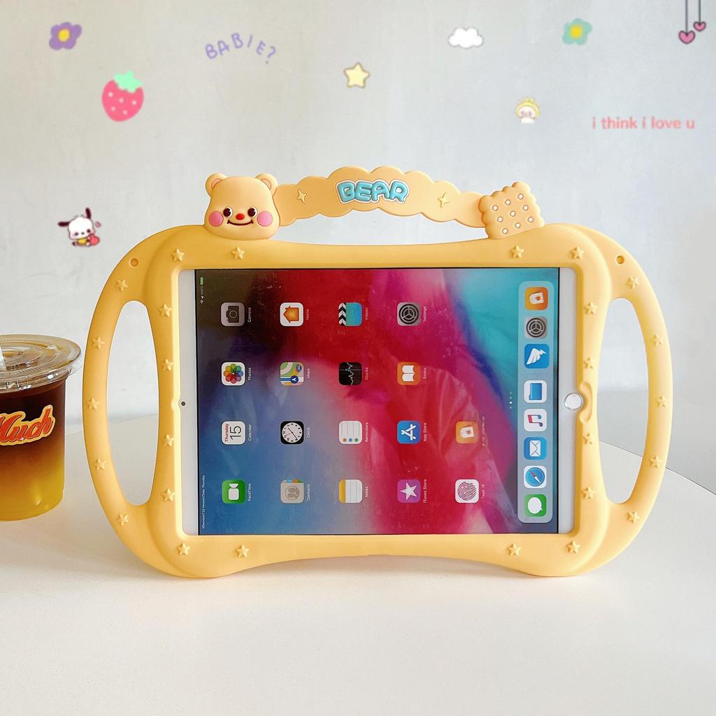 Cartoon Butter Handle iPad 11 Protective Case for Air 5, 4, Mini 6, 7 & 9th Gen - Drop-proof Silicone Cover