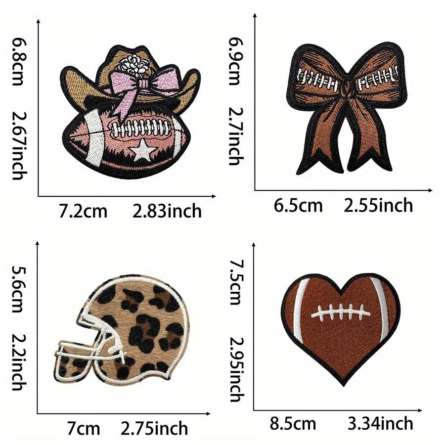4pcs Iron On Patches Football & Heart Helmet Embroidered Patches - Perfect for Sports Fans, Ideal for Clothing, Jeans, Backpacks & Hats Bag
