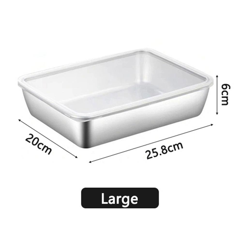 Stainless Steel Fresh Keeping Container with Cover Refrigerator Refrigerating Packing Box Outdoor Picnic Food Storage 3 Sizes