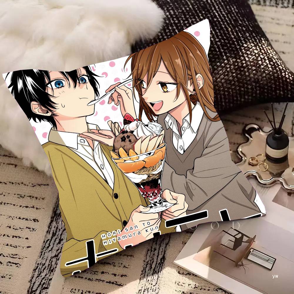 Japanese Classic Anime Horimiya Vintage Pillow Case Fashion Square Pillowcase Bedroom Sofa Room Ins Decoration Leisure