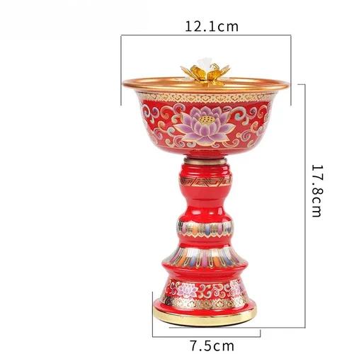 12.1x17.8cm Retro Nostalgic Zinc Alloy Butter Lamp for Home Offerings, Changming Lamp for Buddha Lamp Feng Shui  Buddhism
