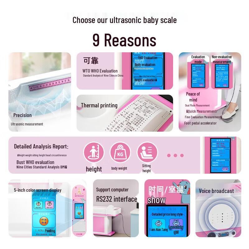 Meilen Smart Ultrasonic Baby Height & Weight Scale