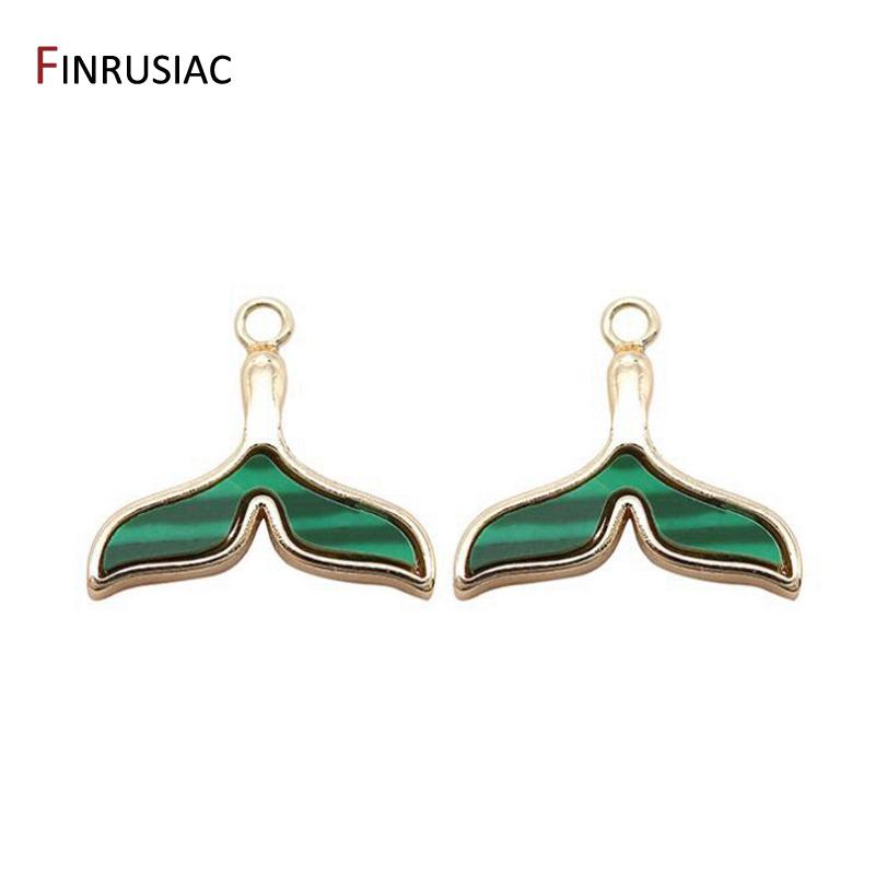 14K Gold Plated Brass Small Cute Mermaid Whale Tail Charm Pendant For Jewelry Making DIY Bracelets Necklace Earring Findings