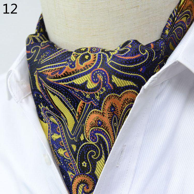 Luxury Men's Ascot Ties Vintage Paisley Cravat Self Tied British style Gentleman Polyester Silk Neck Tie Wedding FormaParty