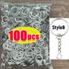 Silver Plated Metal Blank Keyring Keychain Split Ring Keyfob Key Holder Rings Women Men DIY Key Chains Key Ring Accessories