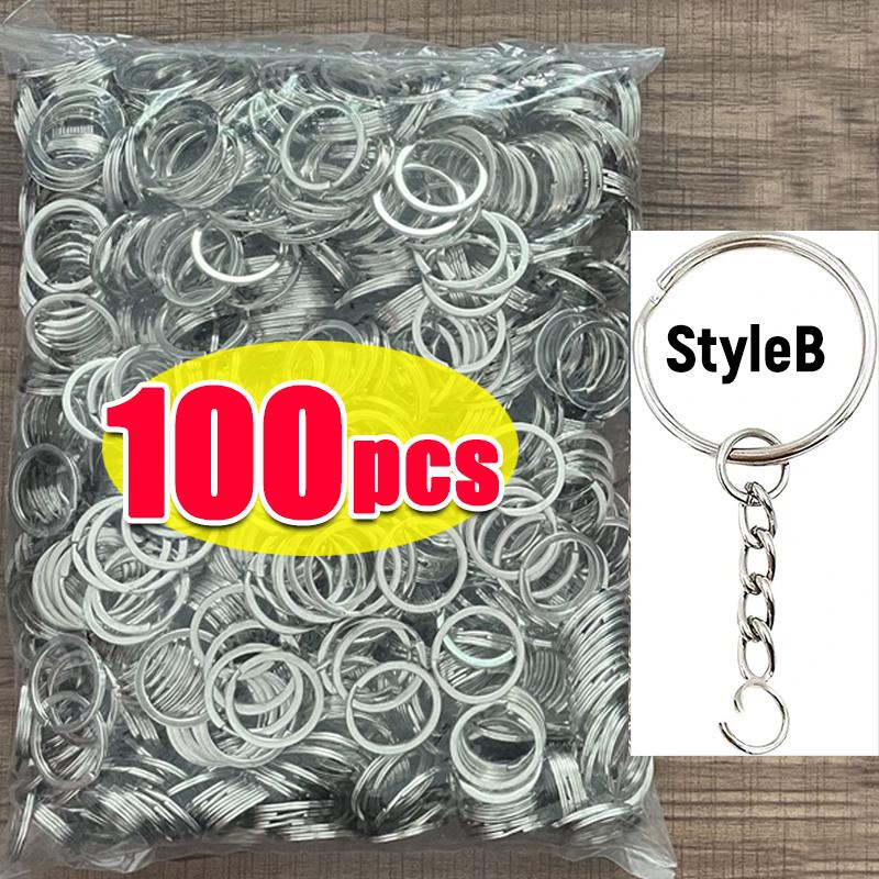 Silver Plated Metal Blank Keyring Keychain Split Ring Keyfob Key Holder Rings Women Men DIY Key Chains Key Ring Accessories