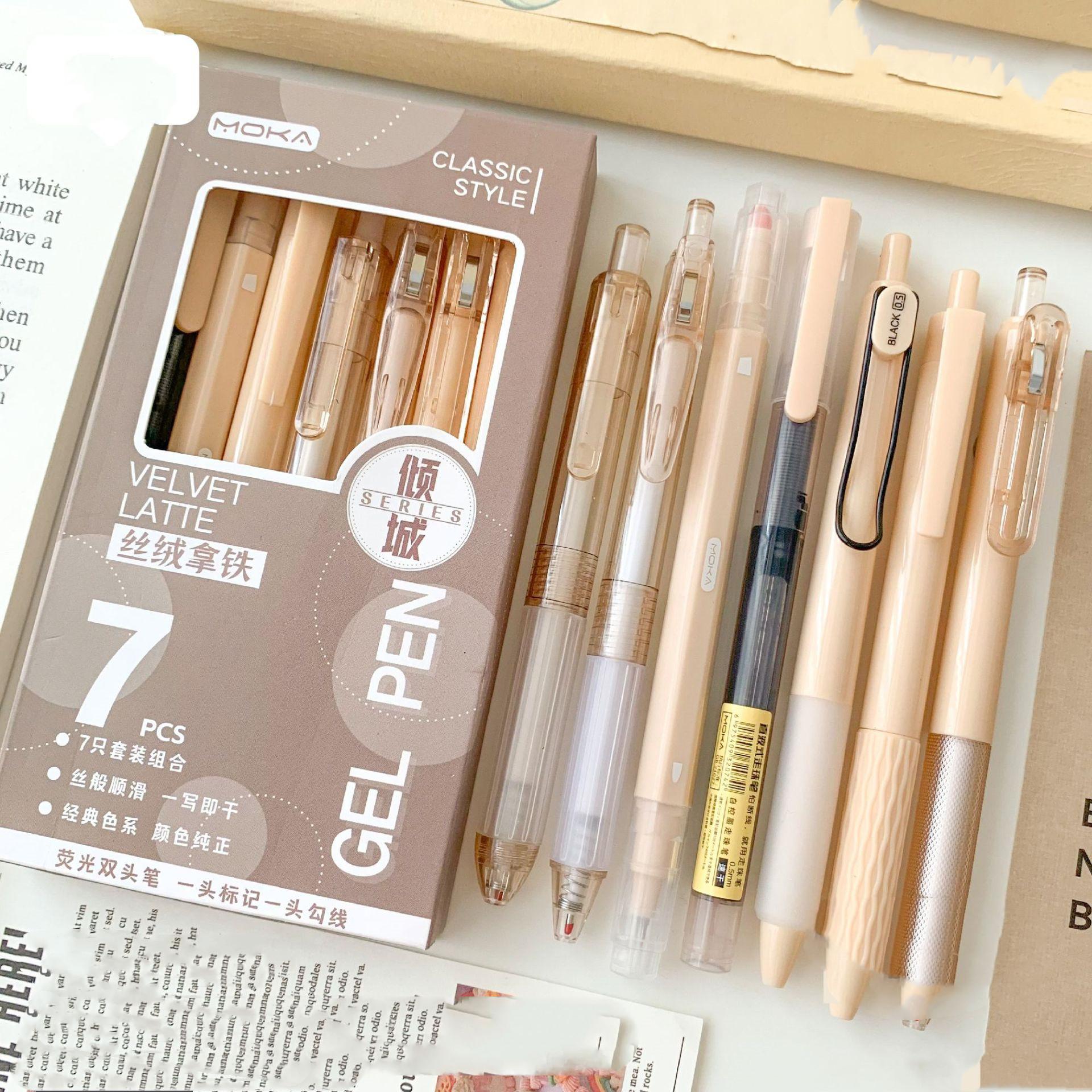 

7 шт. корейская модная гелевая ручка, простая белая прозрачная однотонная канцелярская гелевая ручка 0,5 мм, черные чернила, скрапбукинг, сухая быстрая ручка