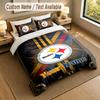 Set Biancheria da Letto 1 Copripiumino 2 Federe Stampa Pittsburgh Steelers Morbido Tessuto per Letto Decorazione Camera da Letto