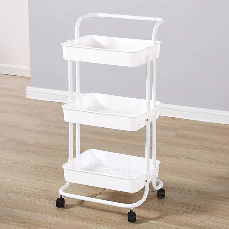 Rolling Cart With 4 Wheels Large Capacity Strong Load-Bearing Rolling Storage Cart With Handle Multifunctional Storage Shelves