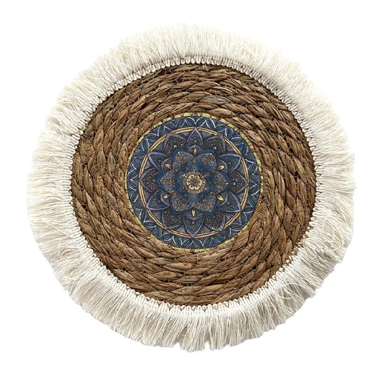 Individualisierte Rattan-Wanddekorationen Einzigartiger runder Wandbehang aus Grasgeflecht