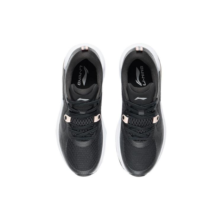 New LiNing Cushioned Anti Slip Wear Resistant And Water Resistant Low Top Casual Shoes Women's Black Pink AGLR332-1