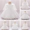Vestido Blanco de Encaje para Bebé Niña para Primer Cumpleaños, Luna Llena o Celebración de los 100 Días