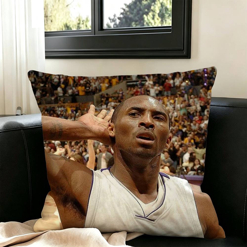 Basketball K-Kobe B-Bryant Square Double-Sided printed Pillow Case Bedroom Bedside Pillow Sofa Cushion Cover