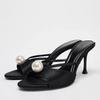 Satin Luxury High Heels Ladies Slides Summer Open Toe Elegant Sandals Women Fashion Slippers Female