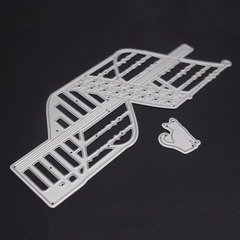 Spiral Stairs Cat Metal Cutting Dies Stencils for DIY Scrapbooking Christmas Party Card Decor Paper
