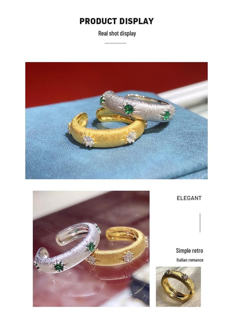 Gebürsteter Sternenstaub Edelsteinring - Elegantes High-End Geschenk für Frauen