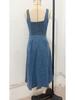 2026 Summer Women's Blue Denim Strappy Single-breasted Mid-length Dress
