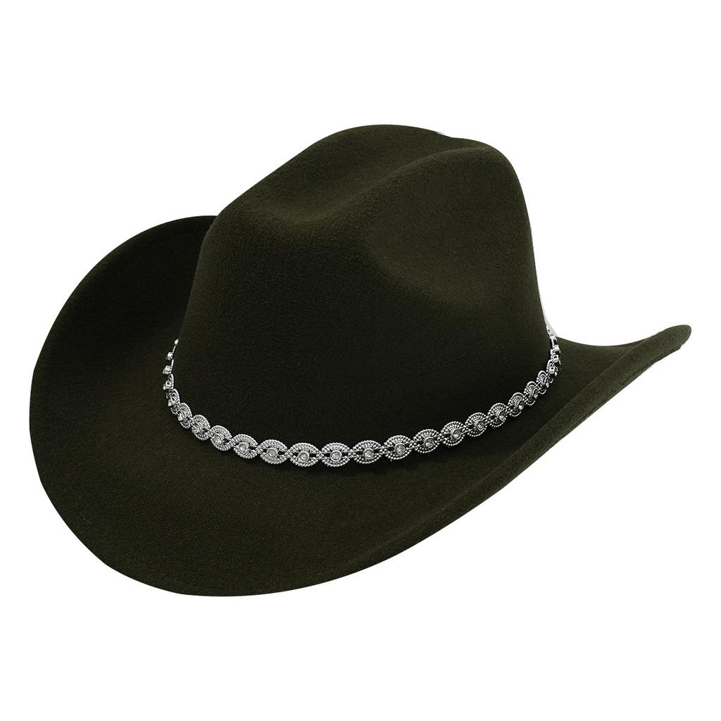 Men's and women's light luxury top hats Western style cowboy hats Unique eye point diamond belt Birthday party party hat
