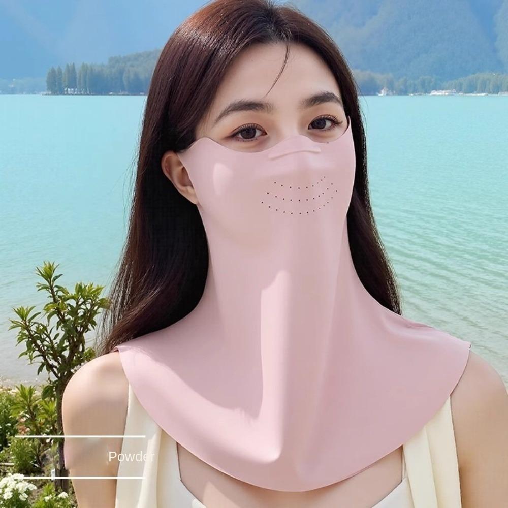 Detachable Face Mask Breathable Facial Gini New Ice Silk Sunscreen Mask  Summer