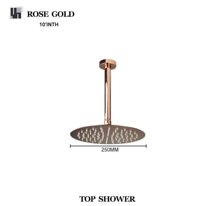 High Quality Brushed Gold 10 Inch Stainless Steel Rainfall Shower Head Bathroom Square Round Showerhead Arm Accessory G1/2
