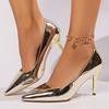 Autumn Luxury Gold Silver High Heels Pumps Offices Women Pointed Toe Thin Heeled High Heels  New Woman Slip On Party Shoes