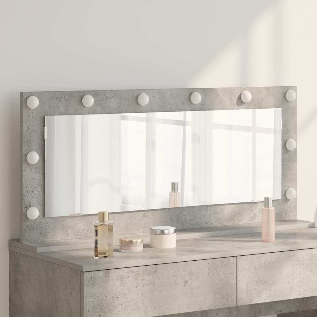 Bathroom Mirror Right Angled Concrete Grey 100 x 45 x 18 cm