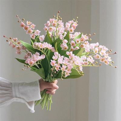 Lily the Valley Simulation Flower Bridal Bouquet Wind Chime Photography Prop Table Arrangement Silk Home Tea Several Ornaments