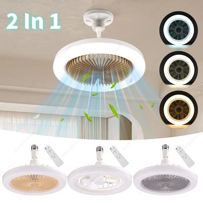 2-in-1 Deckenventilator Leuchte Lampe 3 Gänge Fernbedienung E27 Sockel Tragbarer Kühlventilator Schlafzimmer Ventilator Licht Für Heimbüro