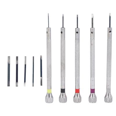 Set di 5 cacciaviti per orologi in acciaio di diverse dimensioni Kit di strumenti professionali manuali per la riparazione di orologi