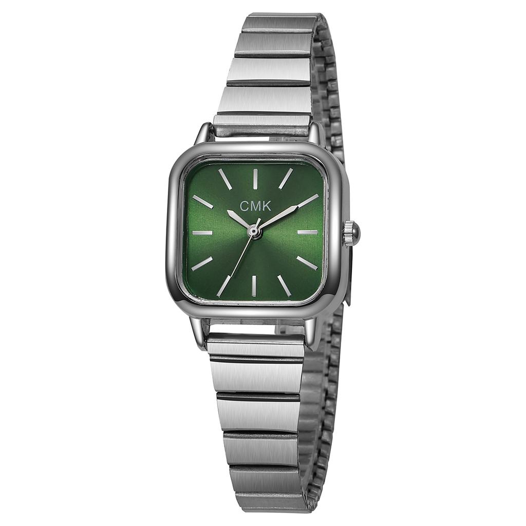 Nowy modny retro casualowy biznesowy prosty zegarek damski z kwadratową tarczą i stalowym paskiem; preferowane urodziny.