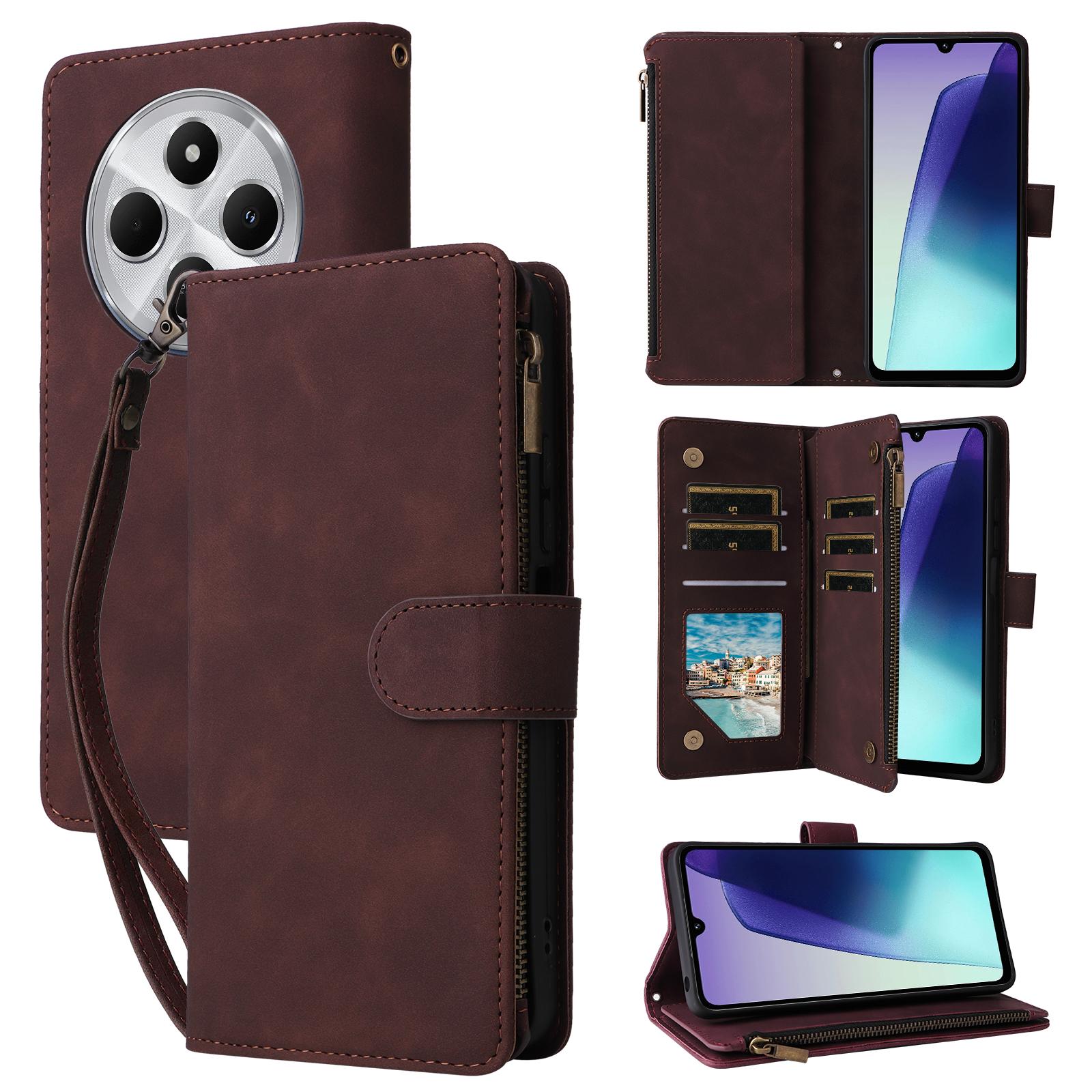 

For Xiaomi Poco C75 4G/Redmi 14R 5G/14C 4G Case Zipper Wallet Multiple Card Slots Leather Phone Cover C