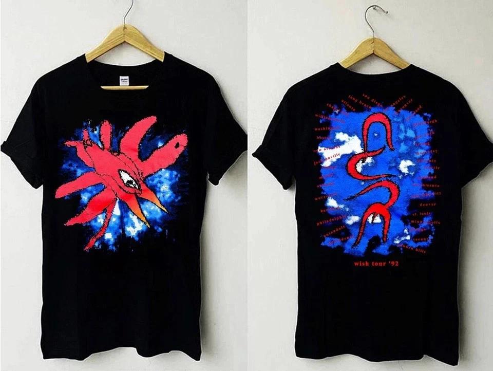 The Cure Wish Tour  92 100% Cotton T-shirt Mens Tees Top, The Cure Tour 1992 100% Cotton T-shirt Mens Tees Top M