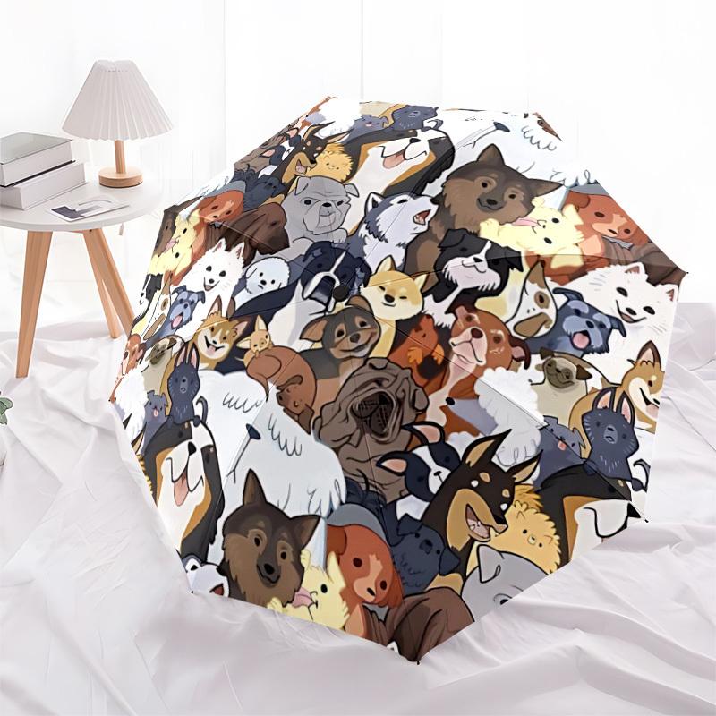 1pc Dogs Canine Automatic Folding Umbrella - Windproof Compact Travel Umbrella with Auto Open/Close, 8-Rib Heavy-Duty Shaft for Women/Men